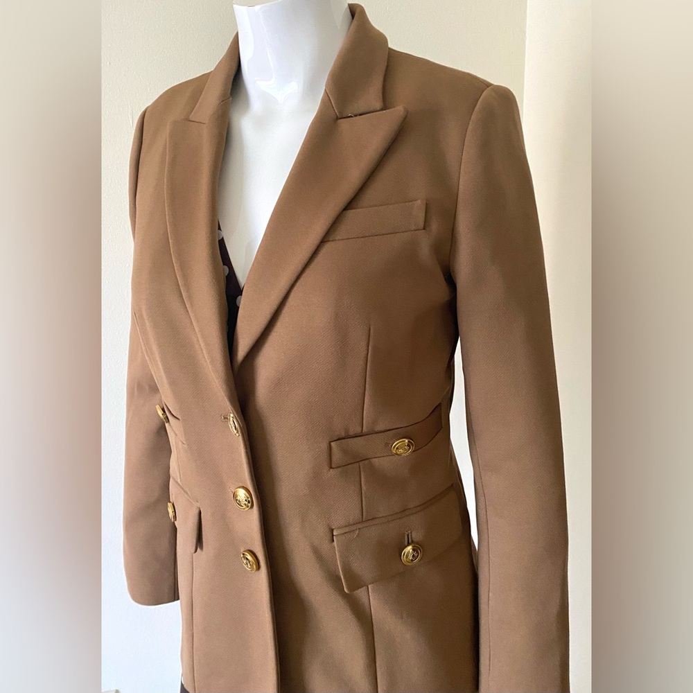 White House Black Market Tan Blazer with Gold Buttons - Picture 5 of 7